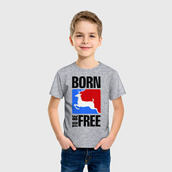 Футболка хлопковая детская Born to be free, цвет: меланж — фото 2