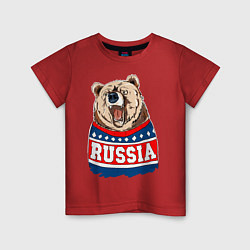 Футболка хлопковая детская Made in Russia: медведь, цвет: красный