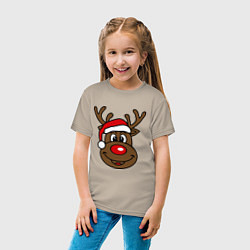 Футболка хлопковая детская Рождественский олень, цвет: миндальный — фото 2