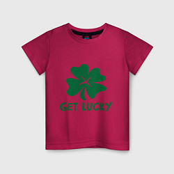 Футболка хлопковая детская Get lucky, цвет: маджента