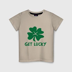 Футболка хлопковая детская Get lucky, цвет: миндальный