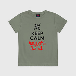 Футболка хлопковая детская Keep Calm & Justice For All, цвет: авокадо