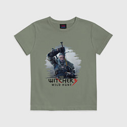 Футболка хлопковая детская The Witcher 3, цвет: авокадо