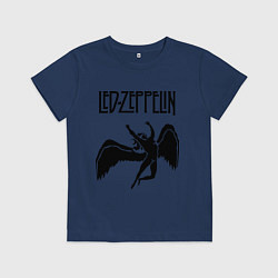 Футболка хлопковая детская Led Zeppelin Swan, цвет: тёмно-синий