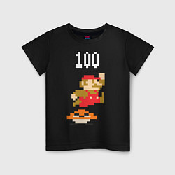 Футболка хлопковая детская Mario: 100 coins, цвет: черный