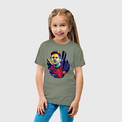 Футболка хлопковая детская Messi Art, цвет: авокадо — фото 2