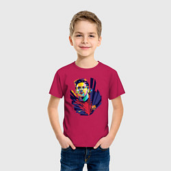 Футболка хлопковая детская Messi Art, цвет: маджента — фото 2