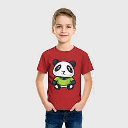 Футболка хлопковая детская Маленький панда, цвет: красный — фото 2