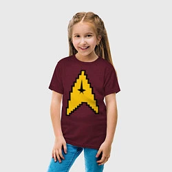 Футболка хлопковая детская Star Trek: 8 bit, цвет: меланж-бордовый — фото 2