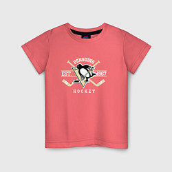 Футболка хлопковая детская Pittsburgh Penguins: Est.1967, цвет: коралловый