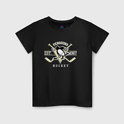 Футболка хлопковая детская Pittsburgh Penguins: Est.1967, цвет: черный