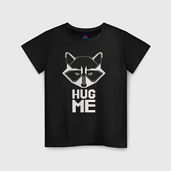 Футболка хлопковая детская Raccoon: Hug me, цвет: черный