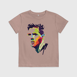 Футболка хлопковая детская Lionel Messi: fun-art, цвет: пыльно-розовый