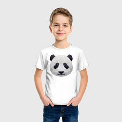 Футболка хлопковая детская Полигональная панда, цвет: белый — фото 2