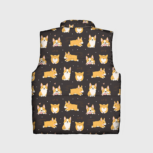 Детский жилет Вельш корги бемброк - забавные щенки паттерн / 3D-Черный – фото 2