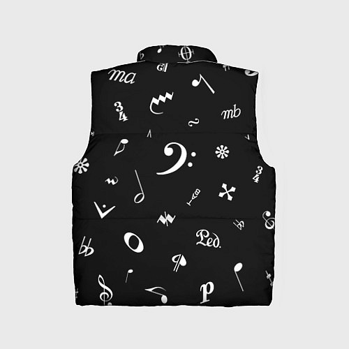 Детский жилет Нотные Знаки Белые на Черном / 3D-Черный – фото 2