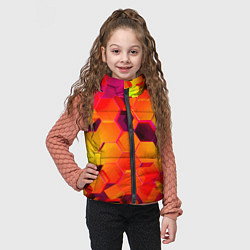 Детский жилет НЕОНОВЫЕ ГРАДИЕНТНЫЕ 3D гексаэдры, цвет: 3D-черный — фото 2