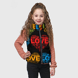 Детский жилет Love, Amor, Любовь - Неон версия, цвет: 3D-черный — фото 2