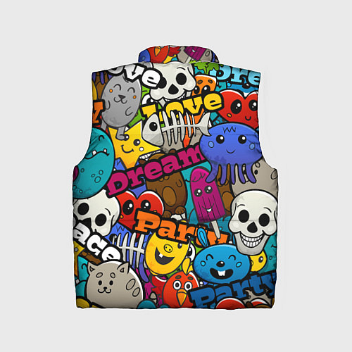 Детский жилет Красочный паттерн из мультяшных героев / 3D-Светло-серый – фото 2