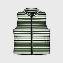 Детский жилет Горизонтальные зеленые белые полосы, цвет: 3D-светло-серый