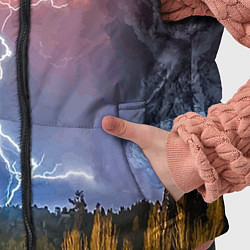Детский жилет Грозовые разряды молний над лесом, цвет: 3D-черный — фото 2