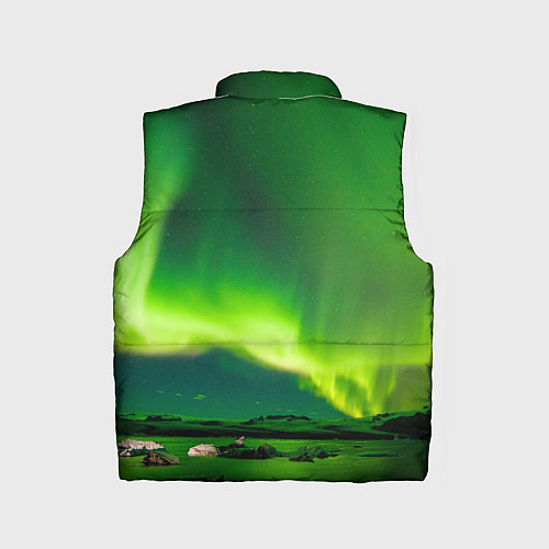 Детский жилет Абстрактное полярное сияние - Зелёный / 3D-Черный – фото 2