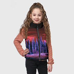 Детский жилет Абстрактный фиолетовый лес и тёмная река, цвет: 3D-светло-серый — фото 2