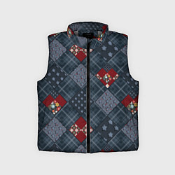 Детский жилет Red and blue denim patchwork
