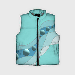 Детский жилет Голубая геометрическая абстракция Круги и сферы Го, цвет: 3D-светло-серый