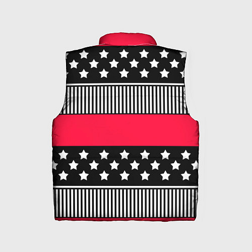 Детский жилет Red and black pattern with stripes and stars / 3D-Светло-серый – фото 2