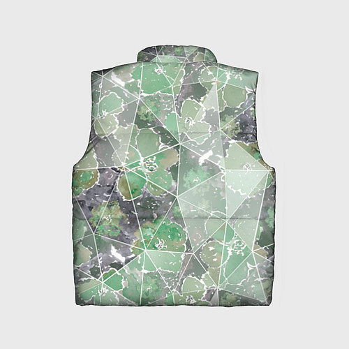 Детский жилет Зеленые цветы на сером мраморном фоне / 3D-Черный – фото 2