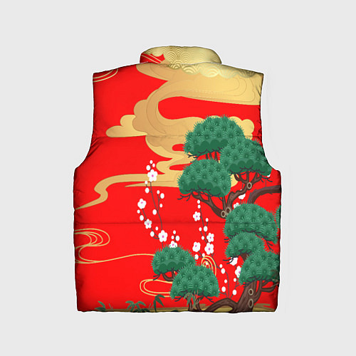 Детский жилет Японский пейзаж на красном / 3D-Черный – фото 2