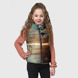 Детский жилет Светло-синий абстрактный фон и брызки красок, цвет: 3D-черный — фото 2