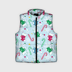 Детский жилет Новогодний паттерн, цвет: 3D-светло-серый