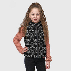 Детский жилет Черно-белый цветочный полосатый ретро узор, цвет: 3D-светло-серый — фото 2