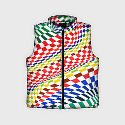 Детский жилет Разноцветная оптическая иллюзия, цвет: 3D-черный