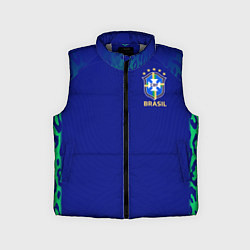 Детский жилет Форма сборной Бразилии ЧМ 2022 гостевая, цвет: 3D-светло-серый