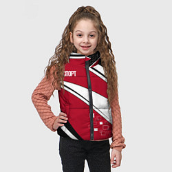 Детский жилет Красно черная абстракция на белом спорт, цвет: 3D-красный — фото 2