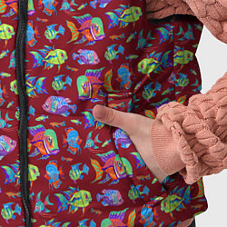 Детский жилет Тропические рыбки на бордовом, цвет: 3D-красный — фото 2