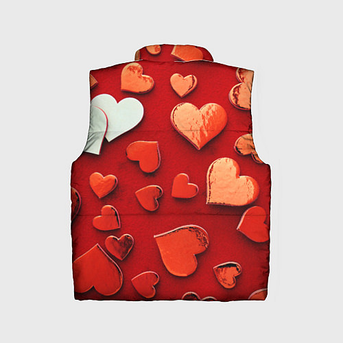 Детский жилет Красные сердца на красном фоне / 3D-Черный – фото 2