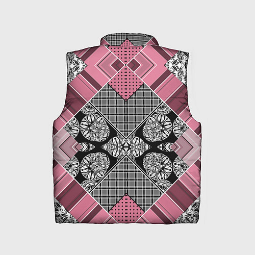 Детский жилет Геометрический розово-черный с белым узор / 3D-Черный – фото 2