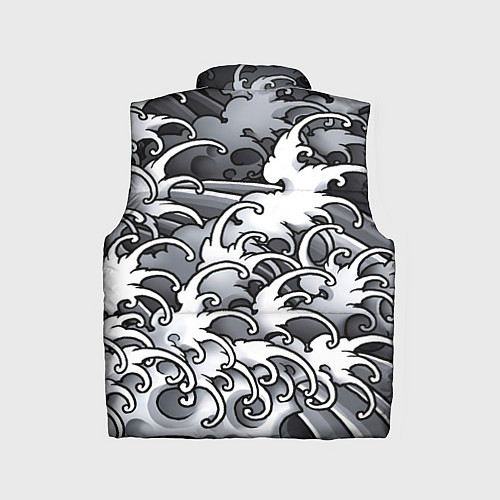 Детский жилет Иредзуми: Черно-белые волны / 3D-Красный – фото 2