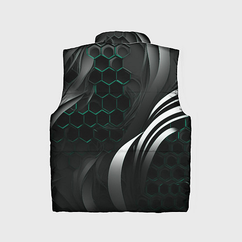 Детский жилет Объемные бирюзовые плиты и черные линии / 3D-Черный – фото 2