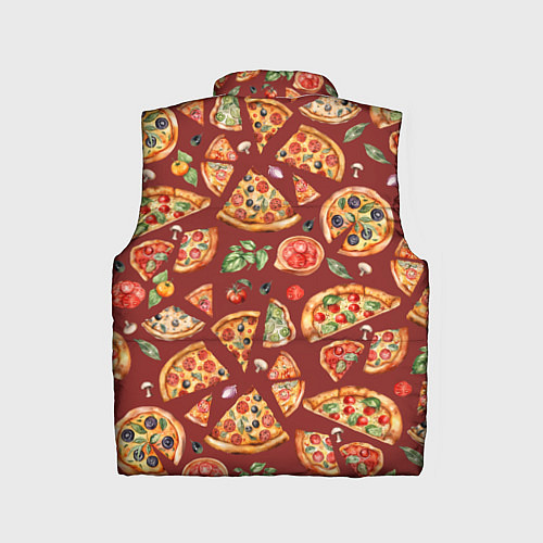Детский жилет Кусочки пиццы ассорти - акварельный паттерн / 3D-Черный – фото 2