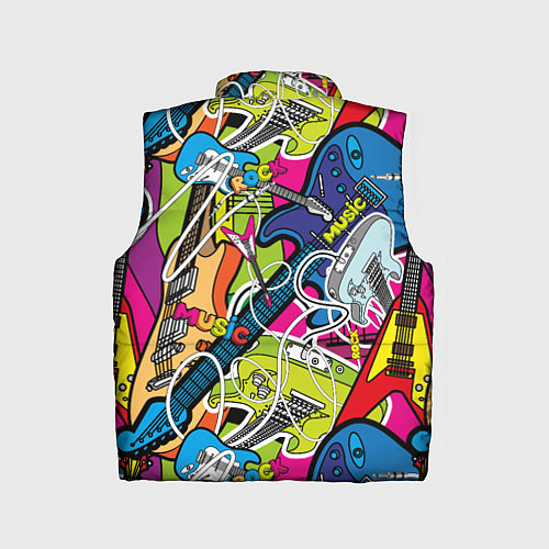 Детский жилет Guitars - pop art pattern / 3D-Красный – фото 2