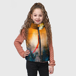 Детский жилет Оранжево-синий туман и краски, цвет: 3D-черный — фото 2