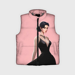 Детский жилет Girl in black dress - pink, цвет: 3D-светло-серый