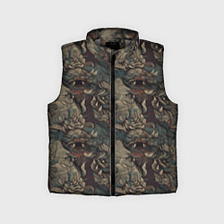 Детский жилет Тёмный фон с элементами дракона, цвет: 3D-светло-серый