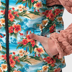 Детский жилет Гавайский стиль летние цветы, цвет: 3D-черный — фото 2