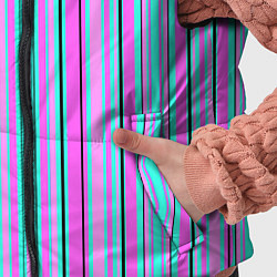 Детский жилет Розово-голубой неновый полосатый узор, цвет: 3D-светло-серый — фото 2